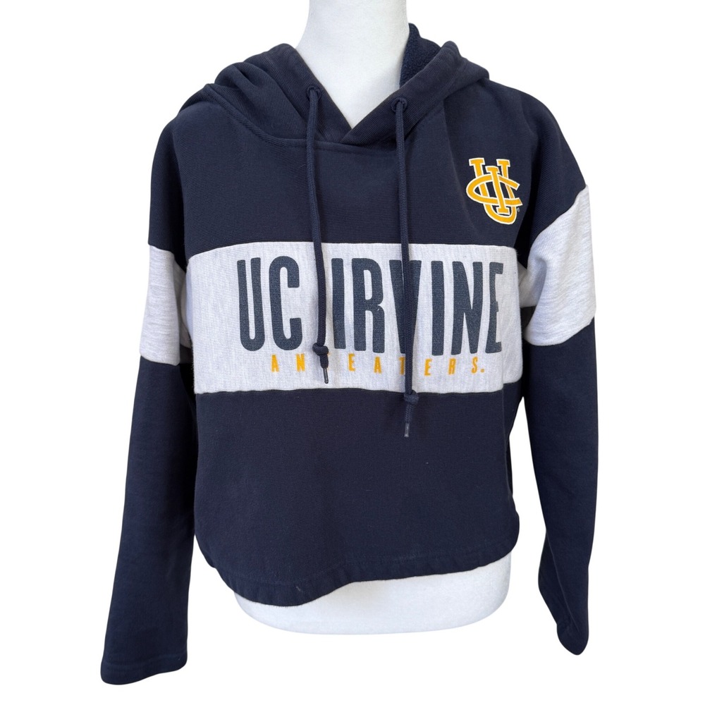VTG Champion Reverse Weave UC Irvine Anteaters Cropped Hoodie Navy‎ Sz S College